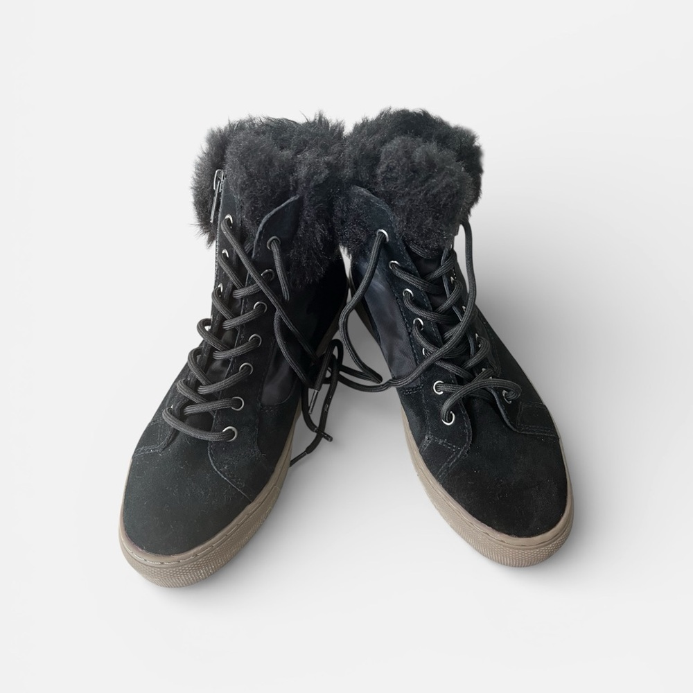 Cougar Black Ankle Boots with Fur Trim - Picture 2 of 10